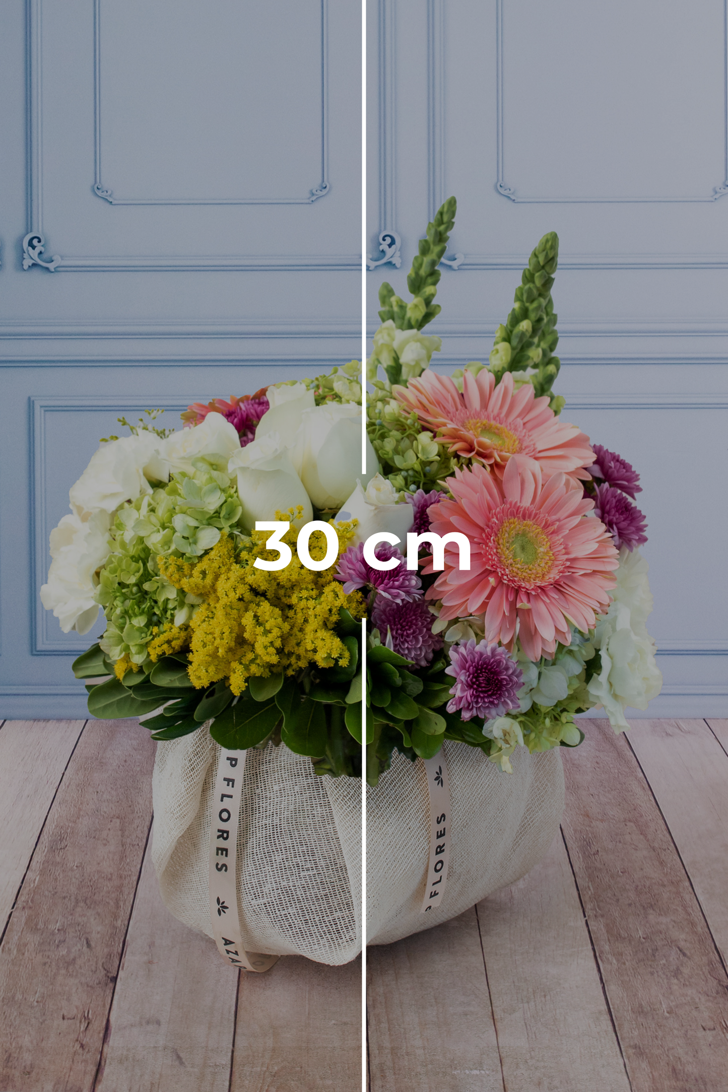 Querida // Gerbera Rosa, Morelianas, Hortensia y Perrito Blanco