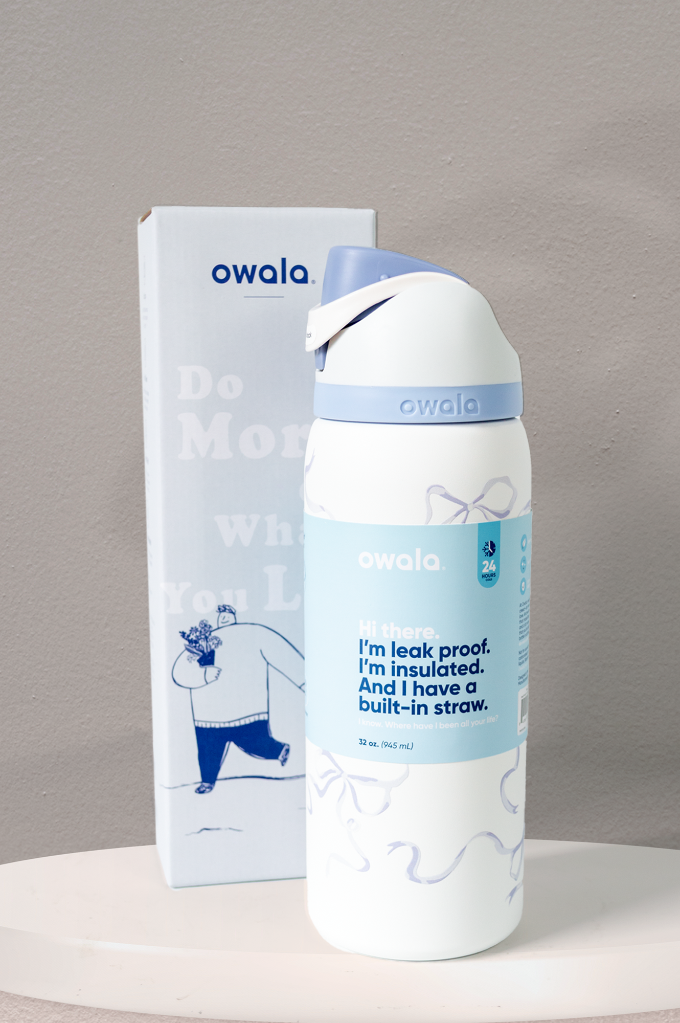 Owala Thermos - Free Sip 32oz Blue Tied And True Blue Bows