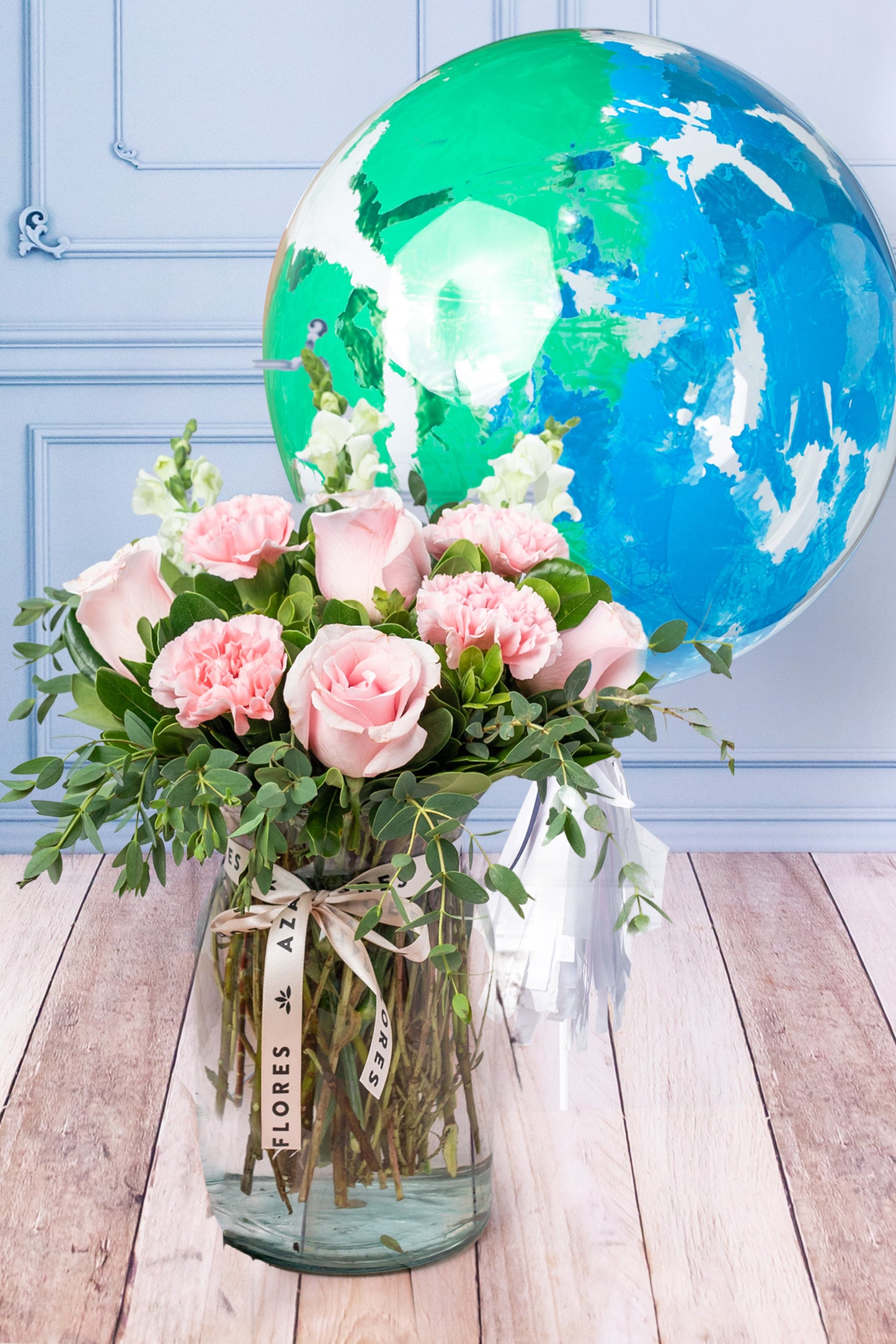 Campo Rosa - con Globo Explosión Azul y Verde