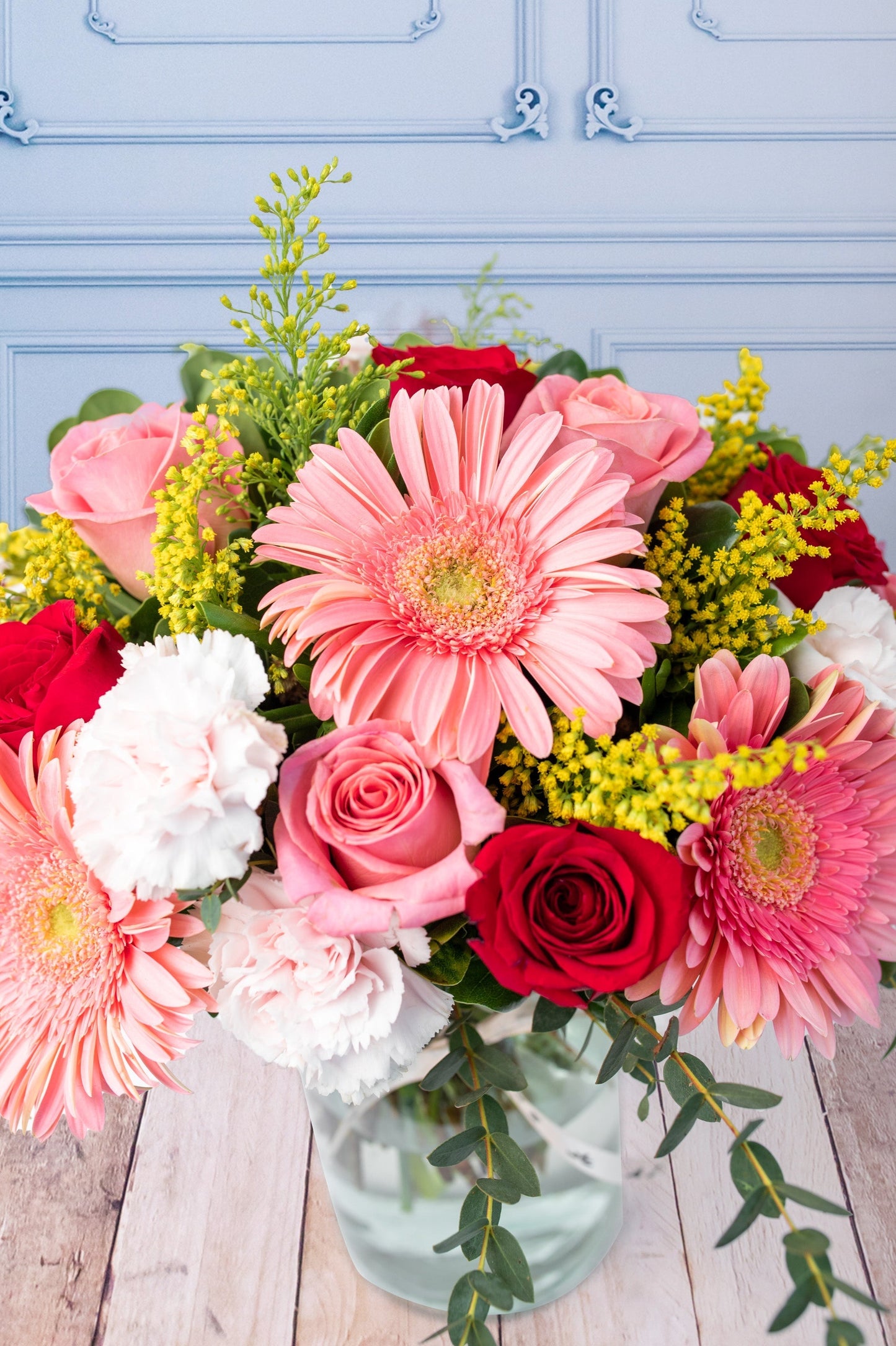 Happy Colors - (Pink Gerbera, Red Rose and Clarita) CDJ