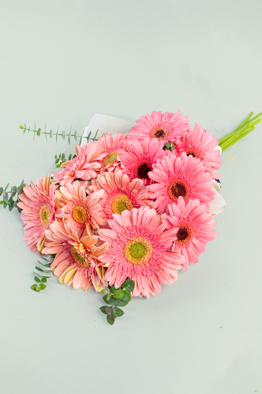 Bouquet of 12 Gerberas - Jute Wrapping SAL