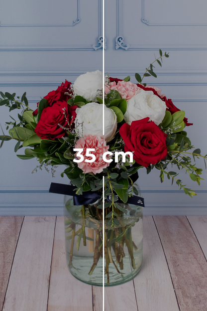 Sunday Morning - Peonia Blanca, Rosa Roja y Clavel Rosa QRO