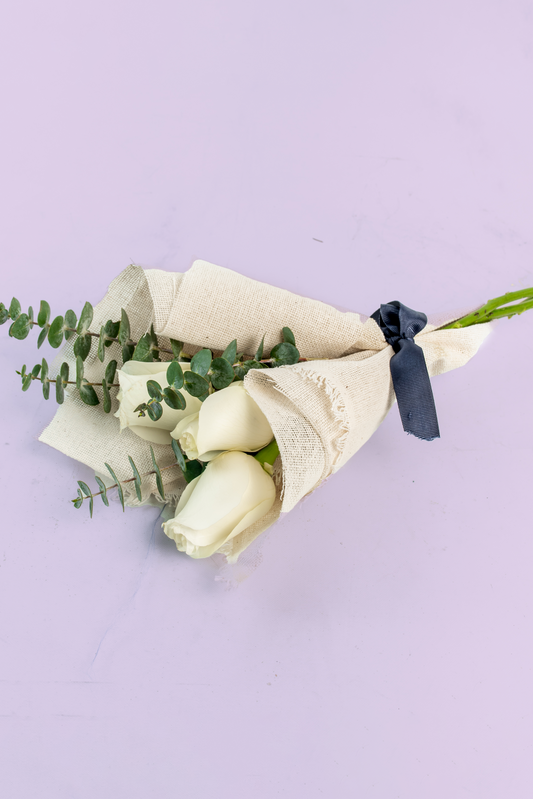 Ramo 3 Rosas Blancas - Envoltura Yute OAX CEN