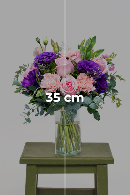 Nobleza - Rosa Clarita, Lisianthus Morado y Clavel Rosa VALLARTA