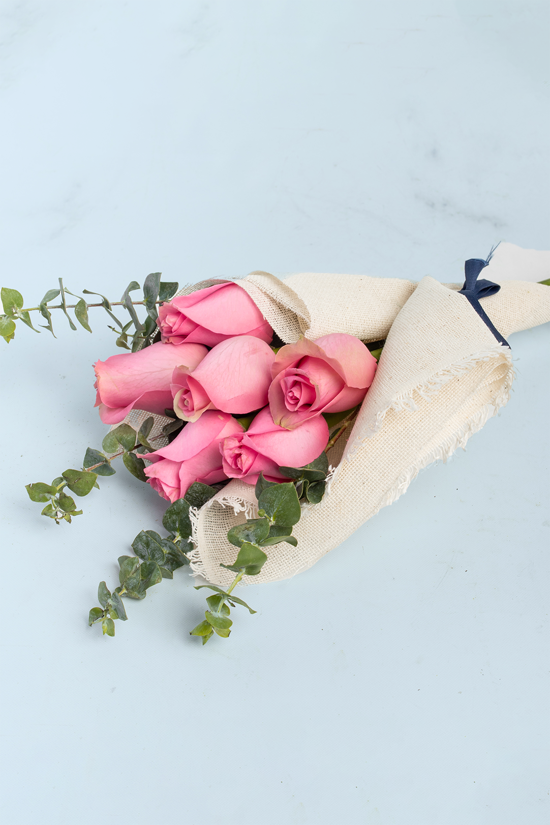 Bouquet of 6 Pink Roses - APO Jute Wrap