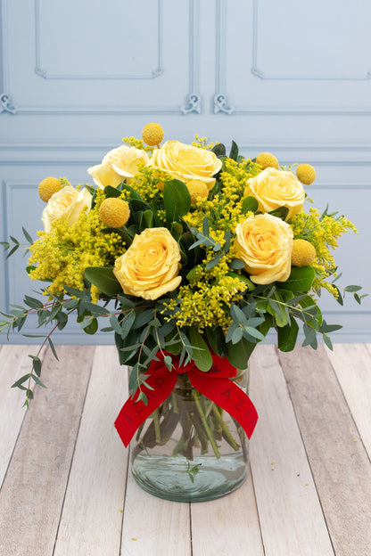 Amanecer Dorado - Rosa Amarilla y Craspedia OAX CEN