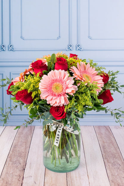 Dance With Me - (Pink Gerbera and Red Rose) CEL