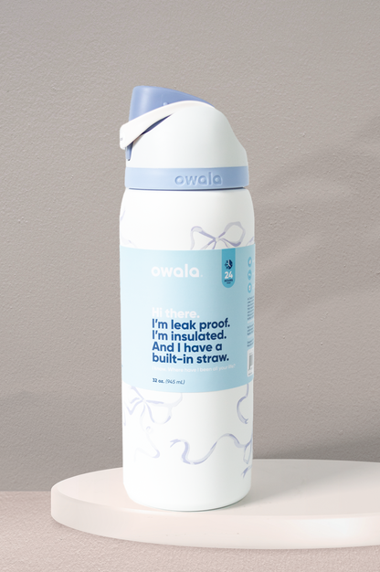 Owala Thermos - Free Sip 32oz Blue Tied And True Blue Bows