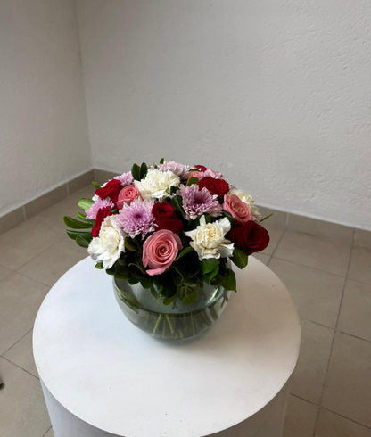 Pedido Especial 15 arreglos fuegos con rosas rojas en pecera