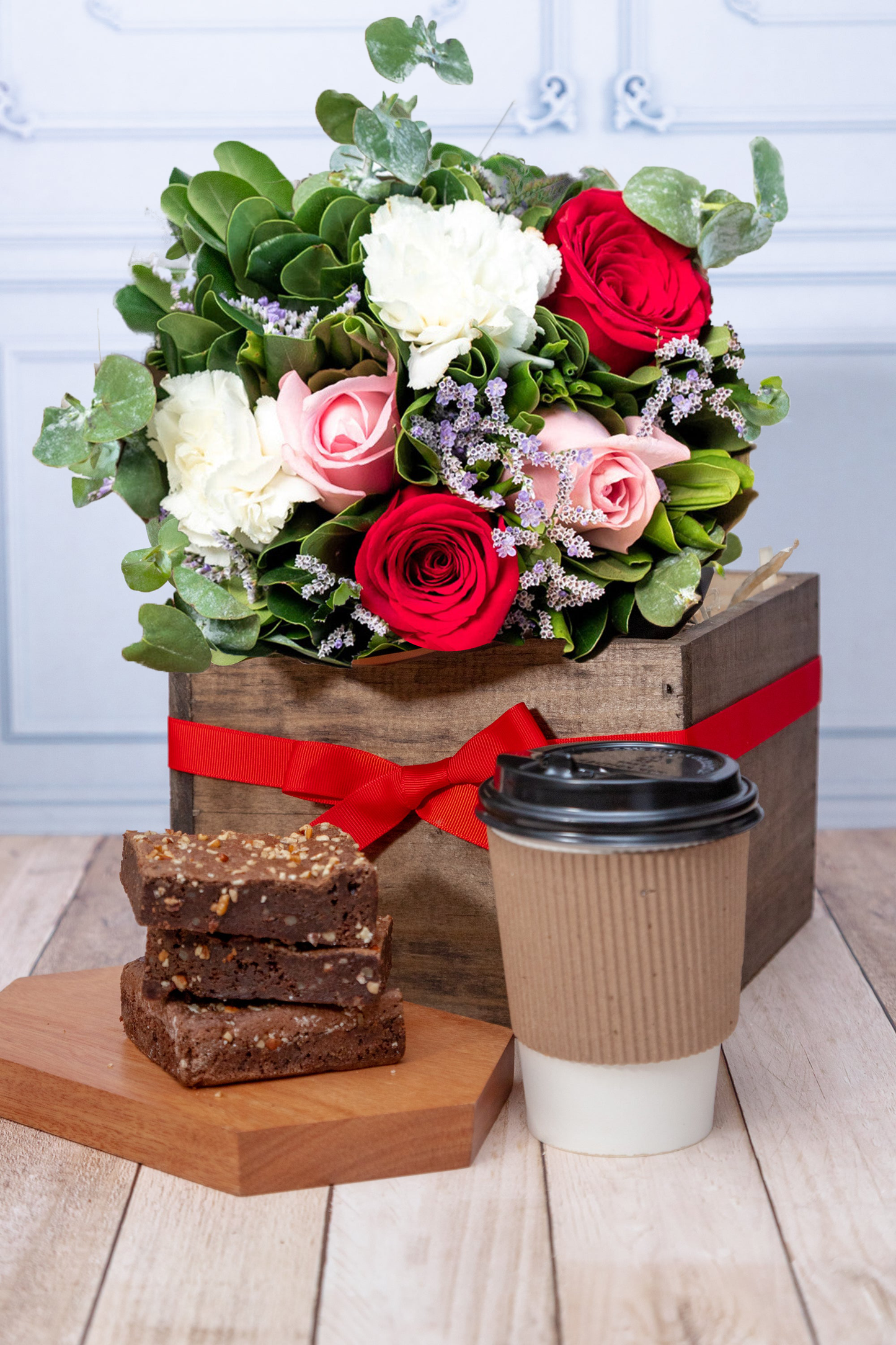 Kit Bom Día - Flores, Café y Brownies