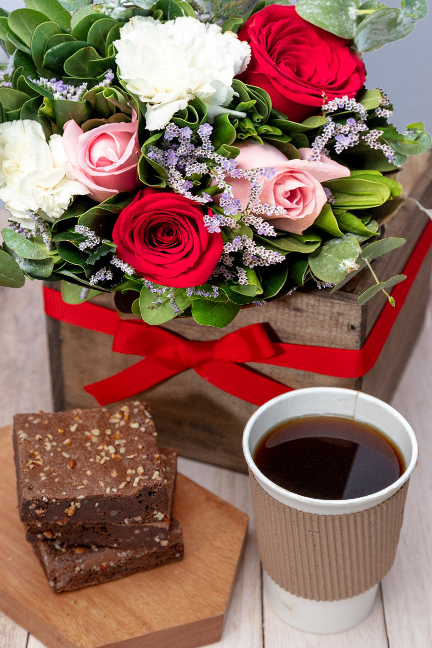 Kit Bom Día - Flores, Café y Brownies