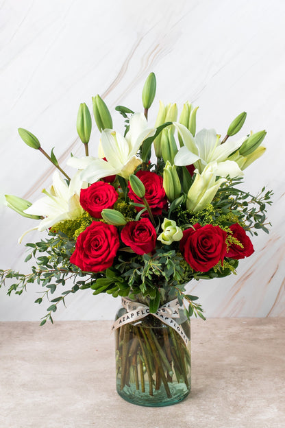 Carmine - (Red Roses and White Lilium) ATIZ