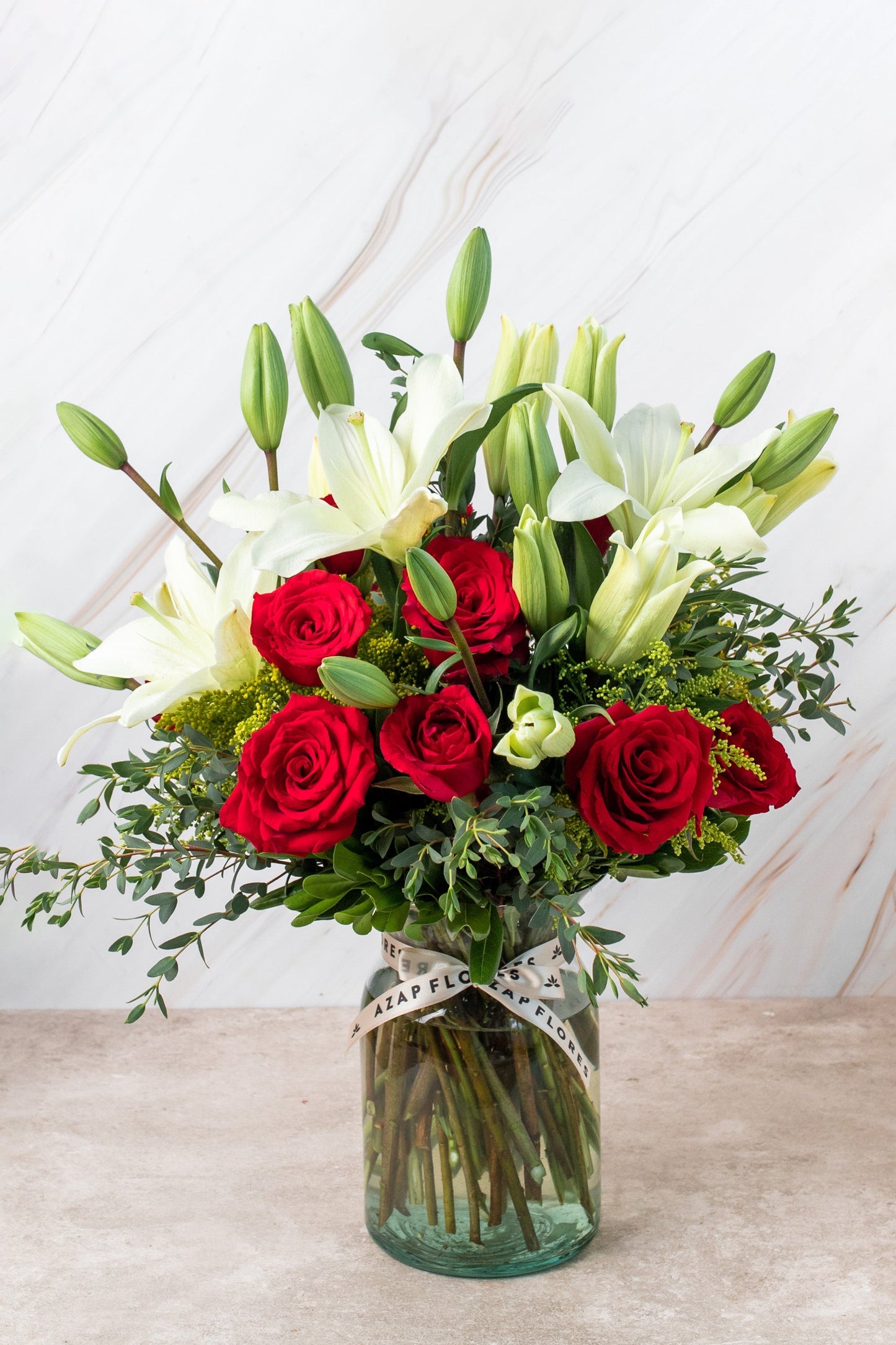 Carmine - (Red Roses and White Lilium) ENS