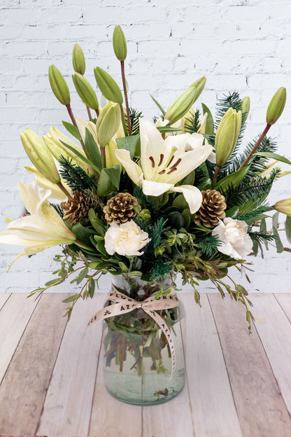 Copos de Nieve - Lilium Blanca y Clavel Blanco CUN