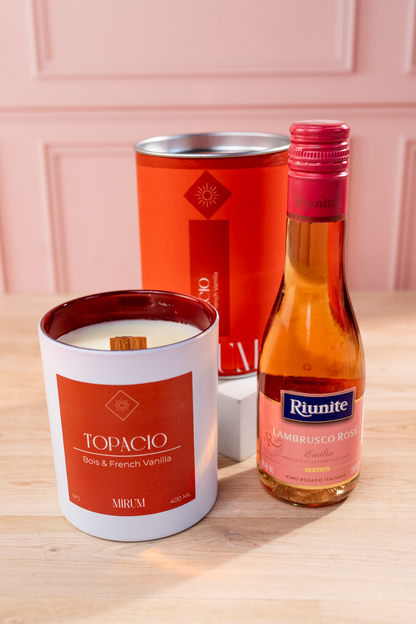 Kit Vela Mirium Topacio - Vino Rosado + Suculenta
