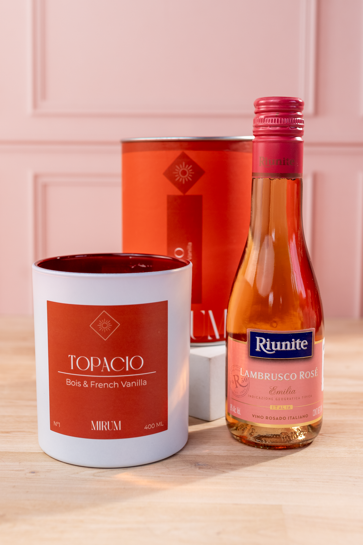 Kit Vela Mirium Topacio - Vino Rosado + Suculenta