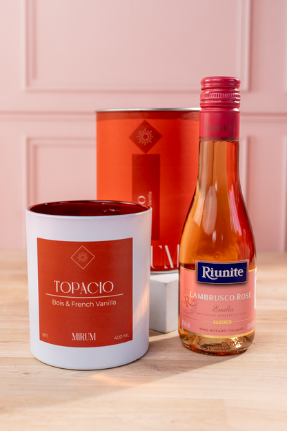 Kit Vela Mirium Topacio - Vino Rosado + Suculenta