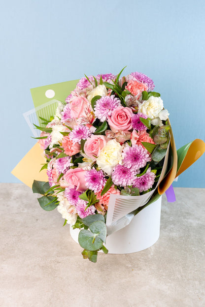 Fire Bouquet - Pink, Pink Carnation, White, Moreliana and Pink Alstroemeria CEL