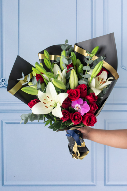 Kyoto - Bouquet of Red Roses and White Lilium