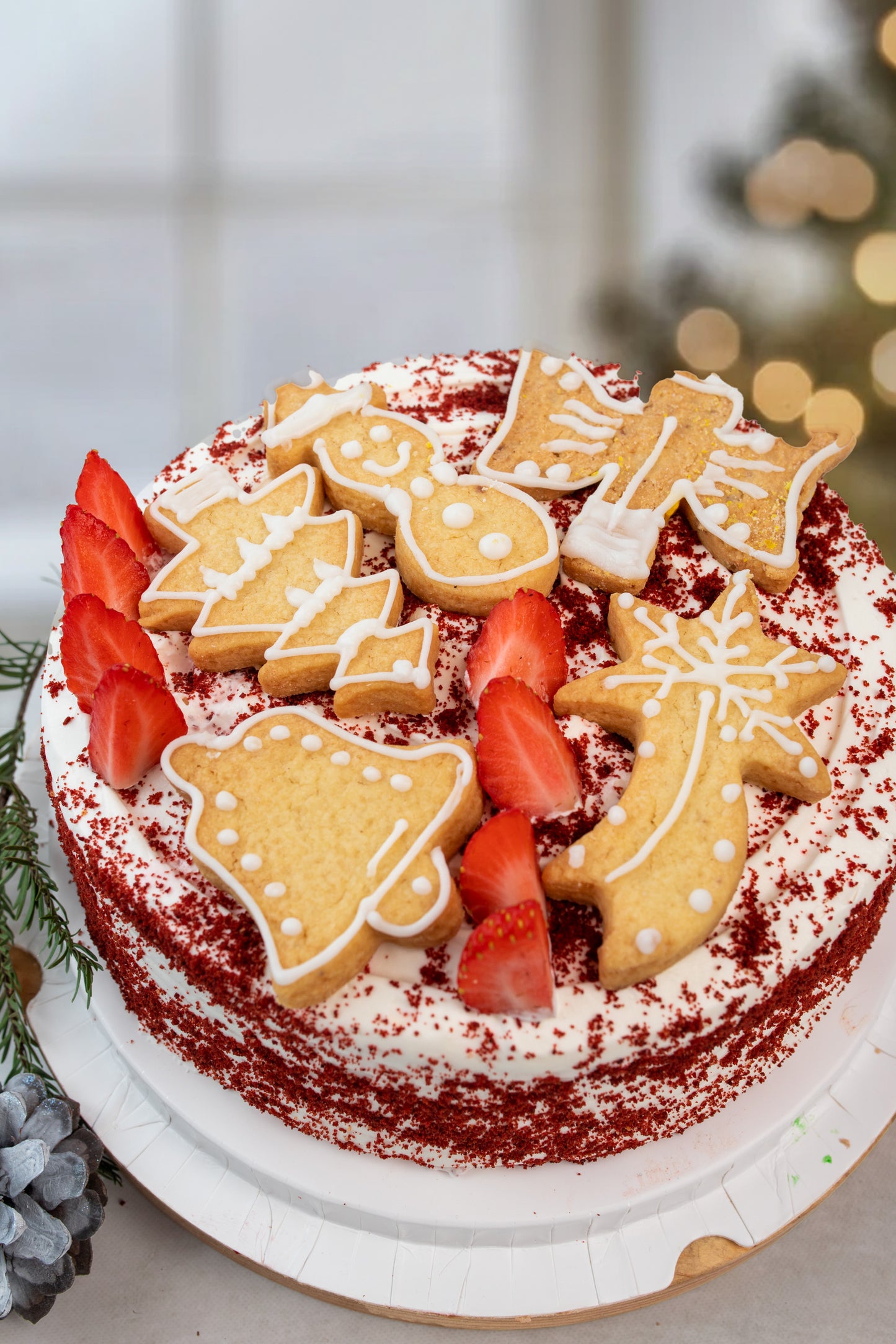 Pastel Navidad - Red Velvet y Galletas