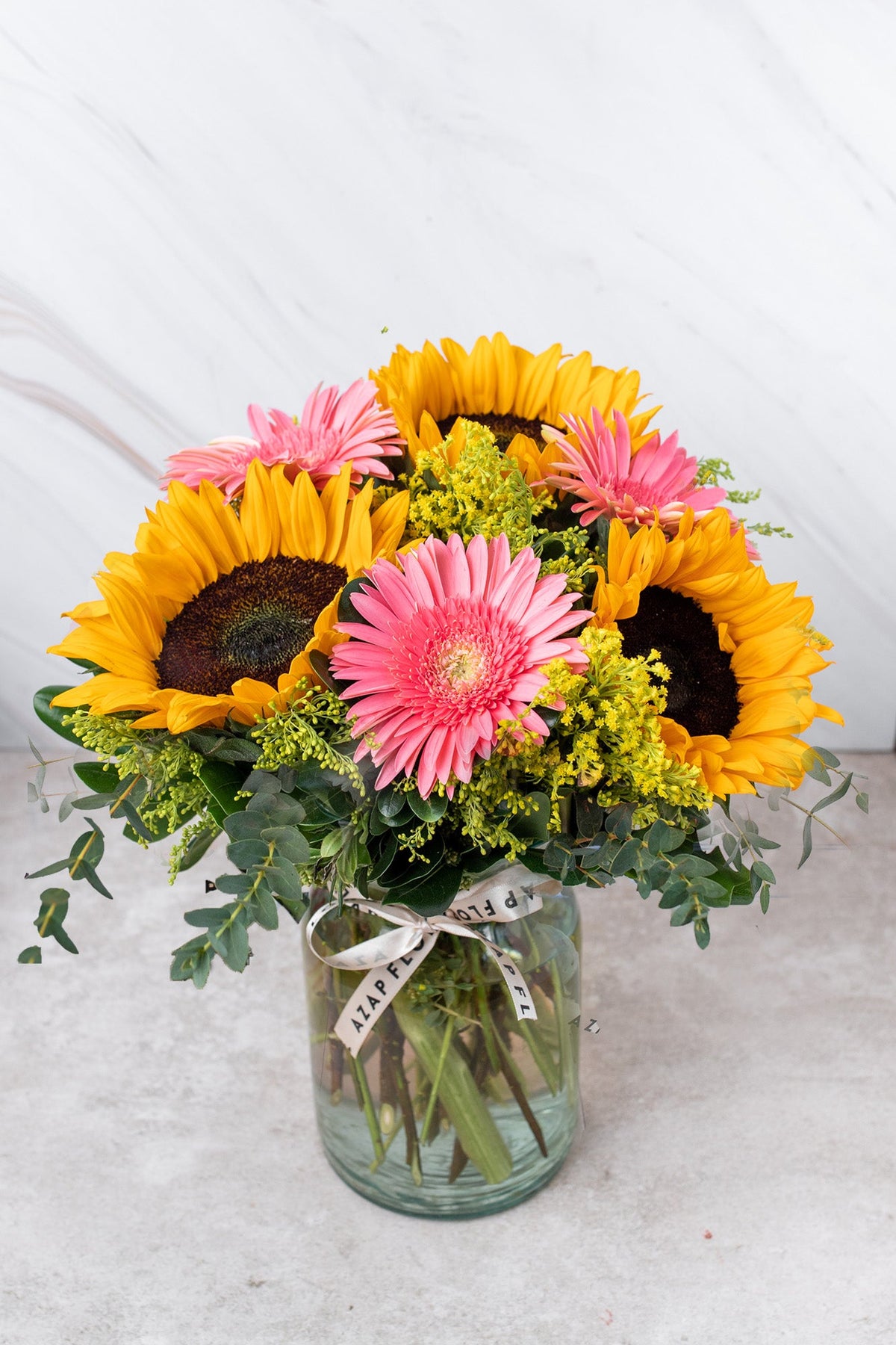 Por Siempre - Girasoles y Gerbera Rosa VALLARTA