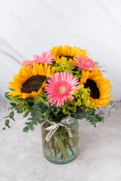 Por Siempre - Girasoles y Gerbera Rosa VALLARTA