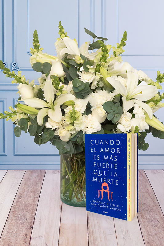 Libro + Luz Eterna - Lilium y Clavel Blanco
