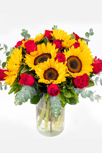 Ocaso - Girasol con Rosa Roja MER