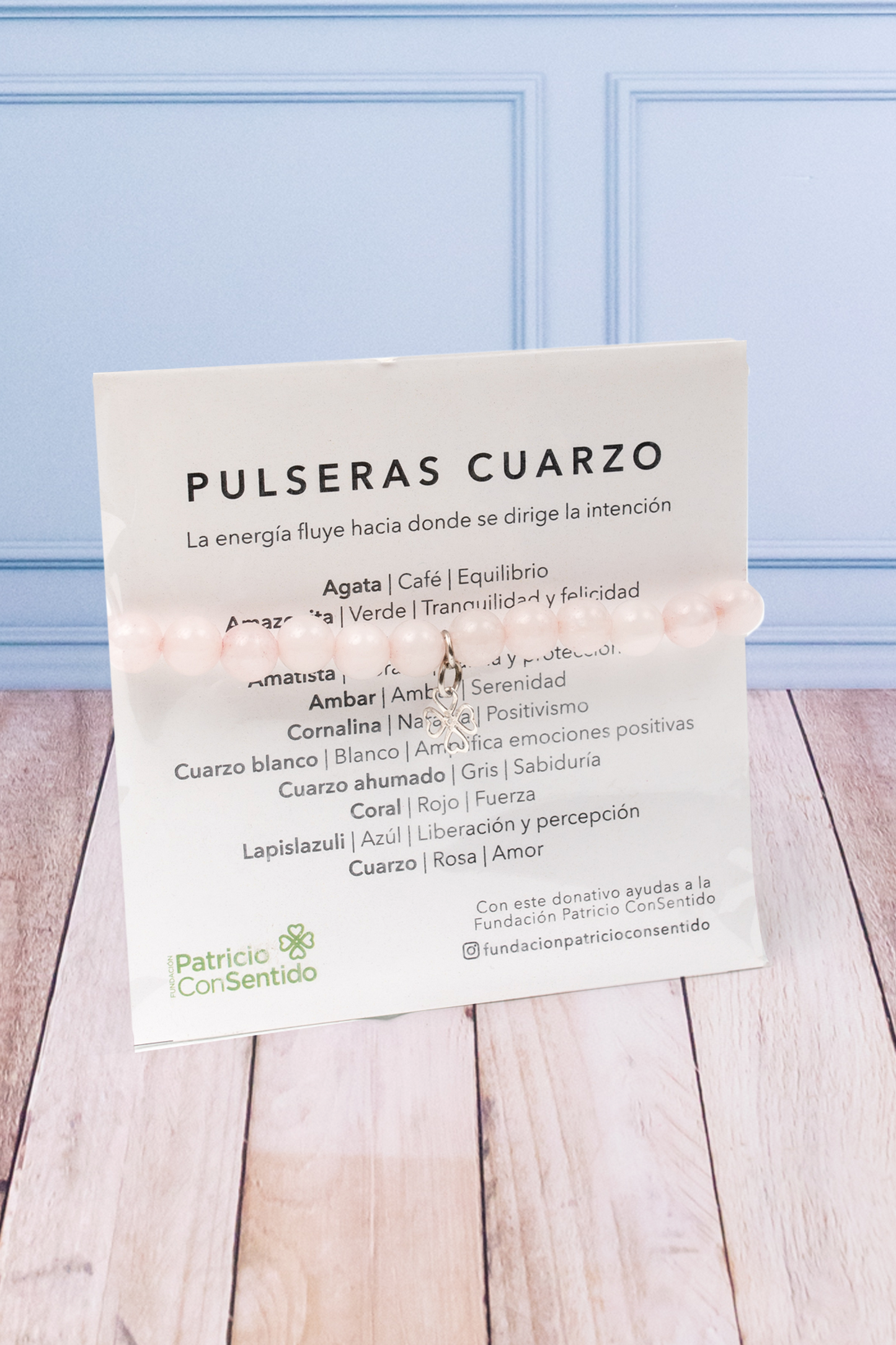Pulsera Cuarzo + Luz Eterna - Lilium y Clavel Blanco