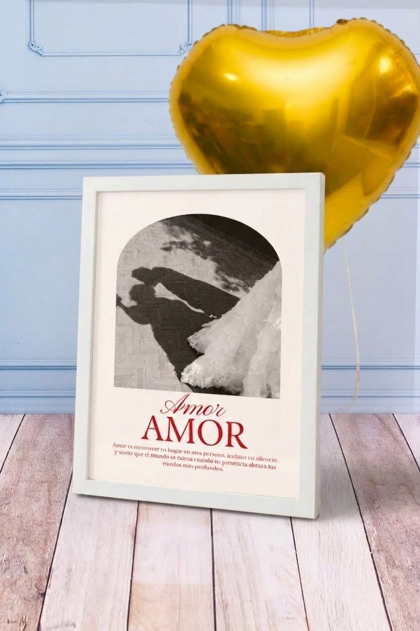 Ocasiones Enmarcadas - Portarretratos Personalizado con Globo Corazón Amarillo | Azap 21S