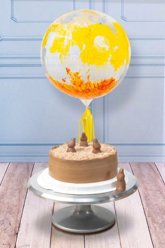 Pastel Grande de Conejito Turín - con Globo Explosión Amarillo y Naranja