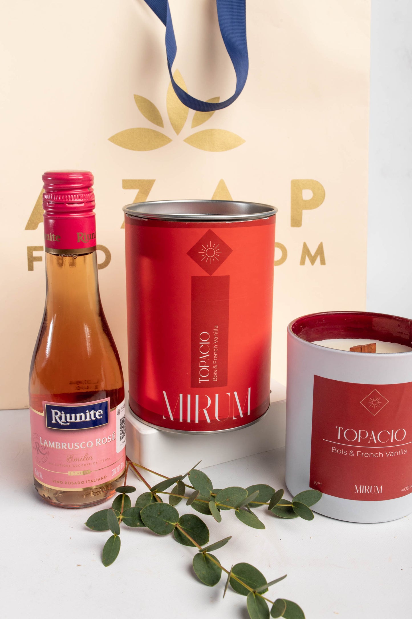 Kit Vela Mirium Topacio - Vino Rosado + Suculenta