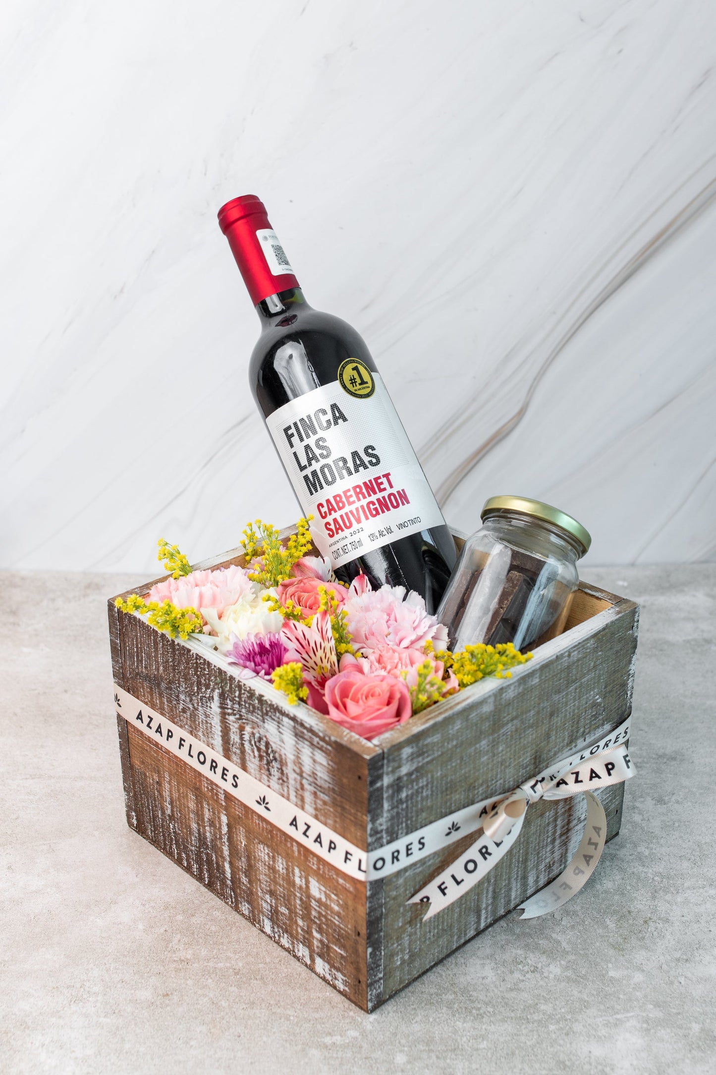 Flores con Chocolate y Vino / Caja