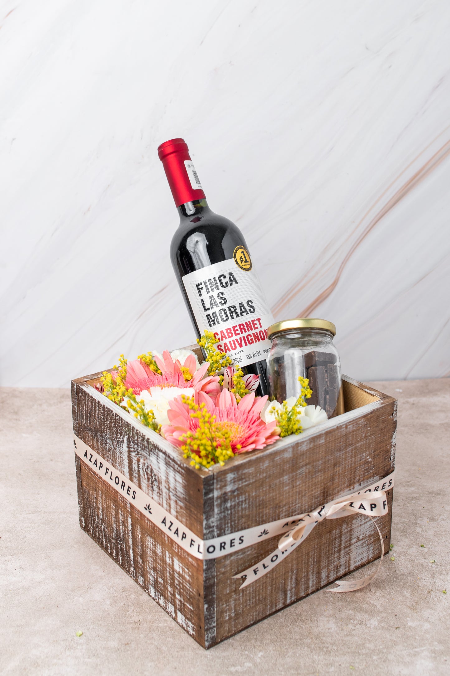 Flores con Chocolate y Vino - Caja